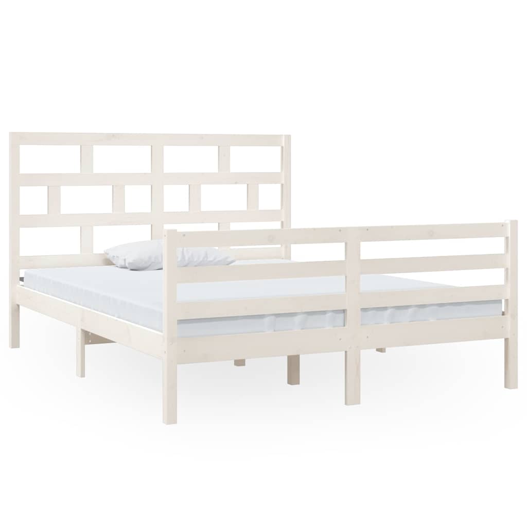 Vidaxl bedframe massief hout wit 150x200 cm