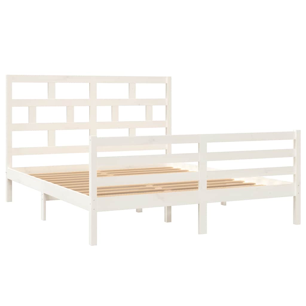 Vidaxl bedframe massief hout wit 150x200 cm