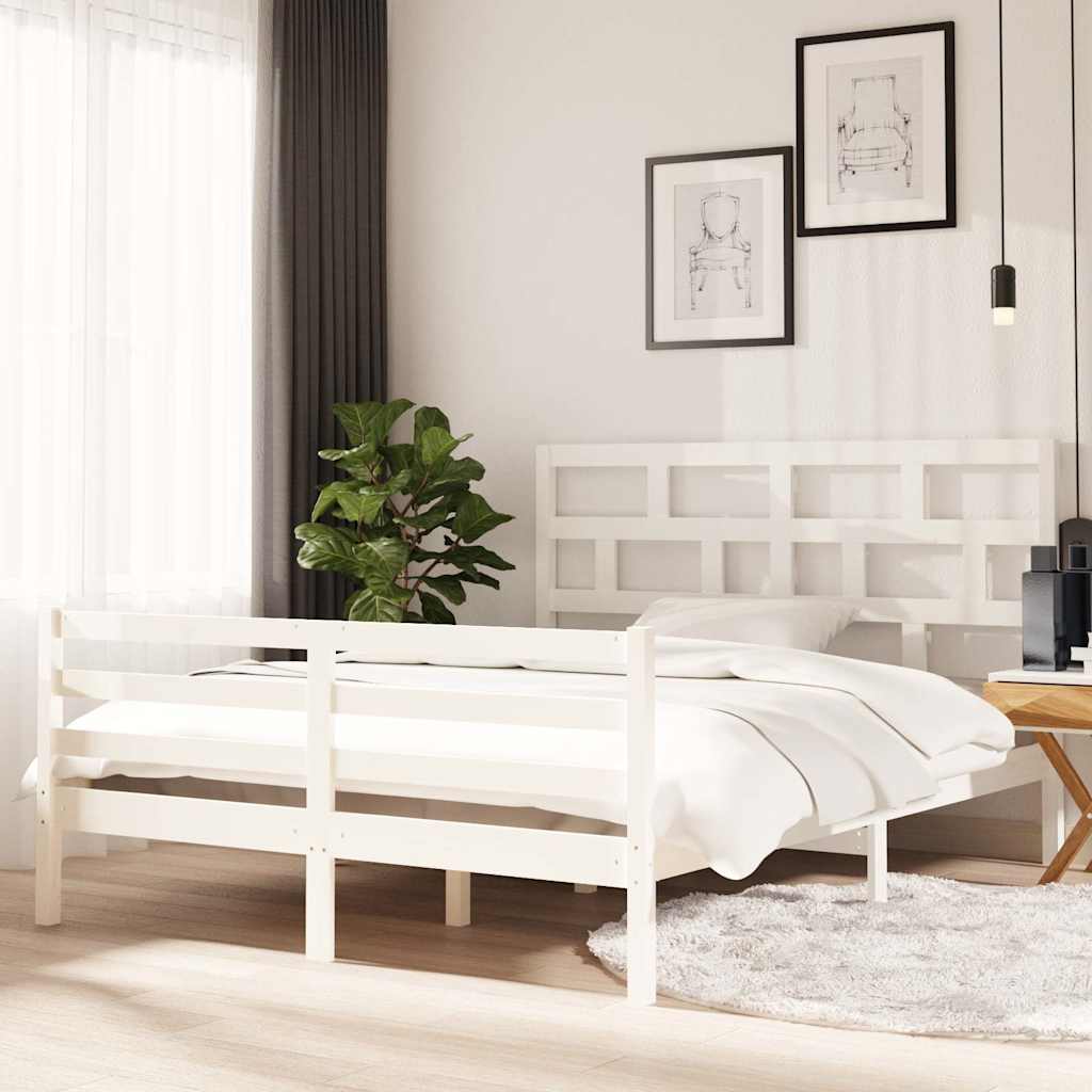 Vidaxl bedframe massief hout wit 150x200 cm