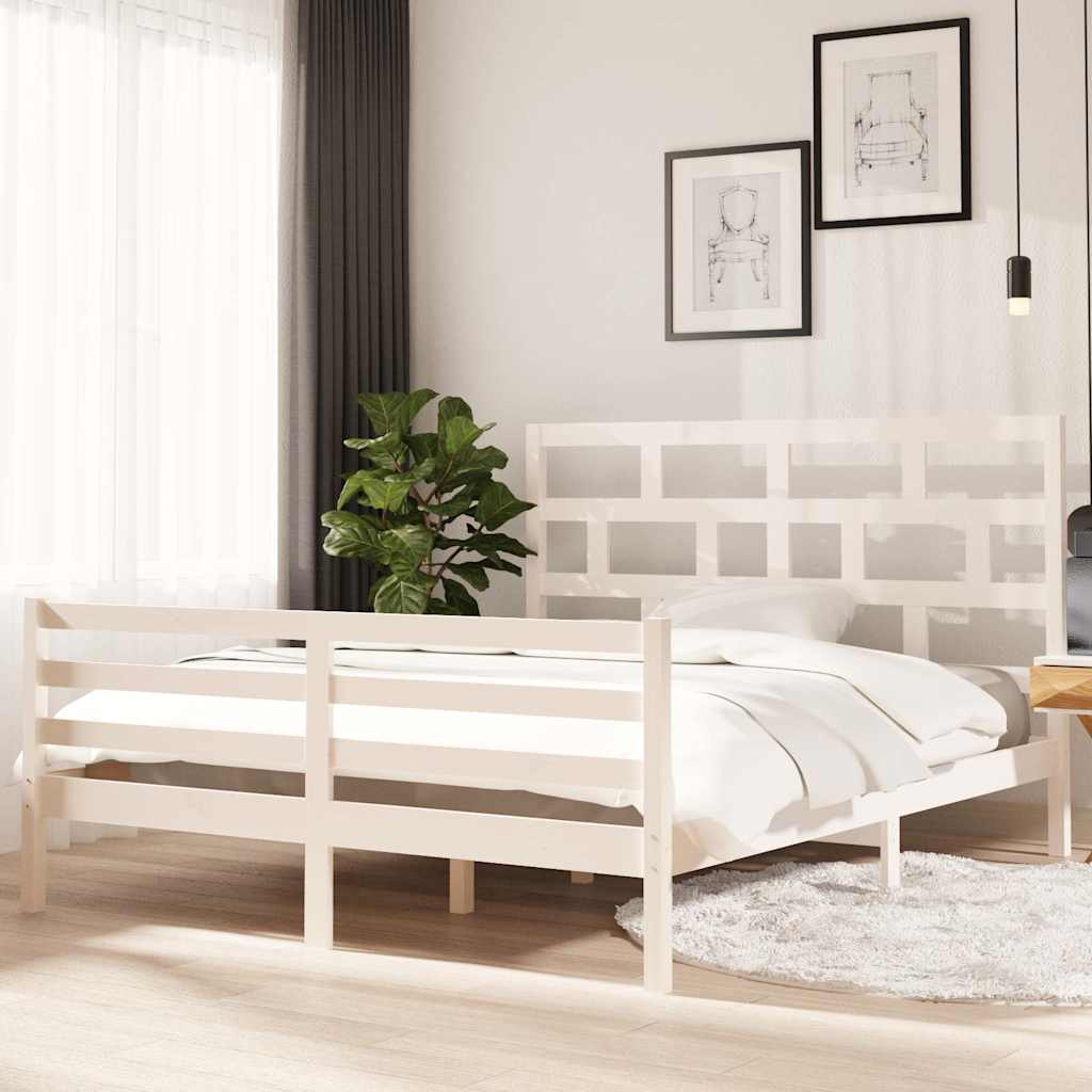 Vidaxl bedframe massief grenenhout wit 160x200 cm