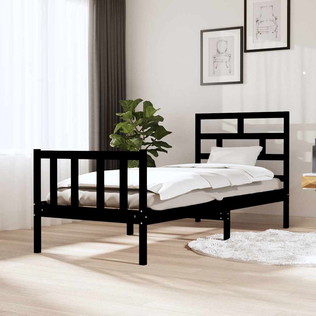 Vidaxl bedframe massief grenenhout zwart 75x190 cm