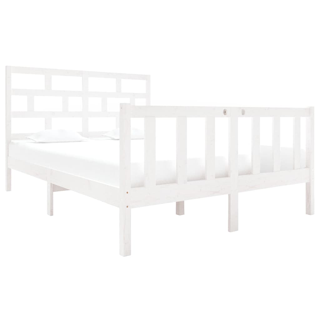Vidaxl bedframe massief grenenhout wit 135x190 cm 4ft6 double