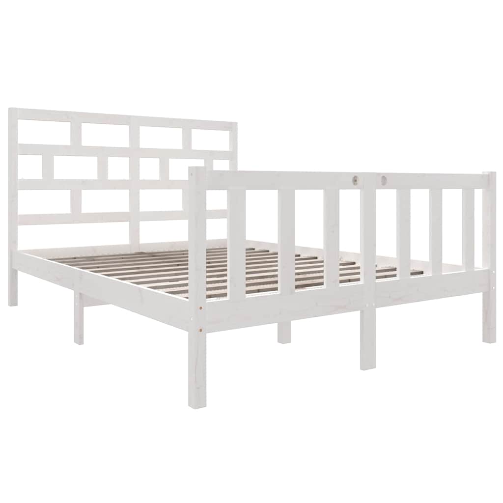 Vidaxl bedframe massief grenenhout wit 135x190 cm 4ft6 double