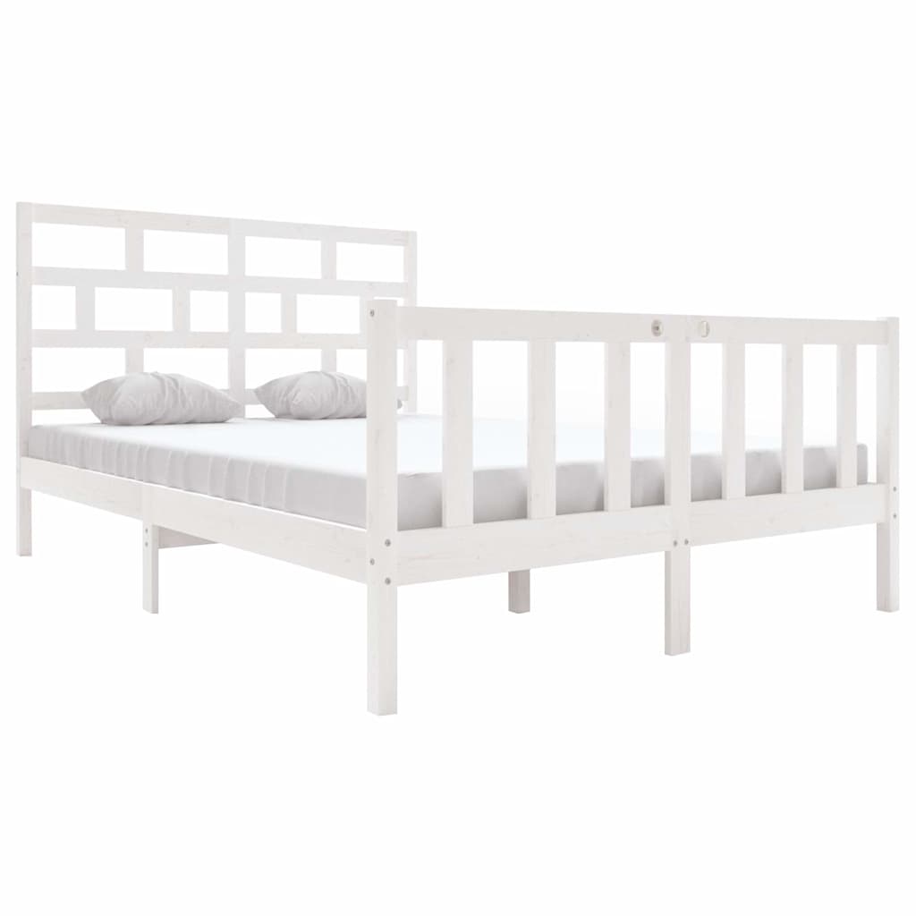 Vidaxl bedframe massief grenenhout wit 150x200 cm