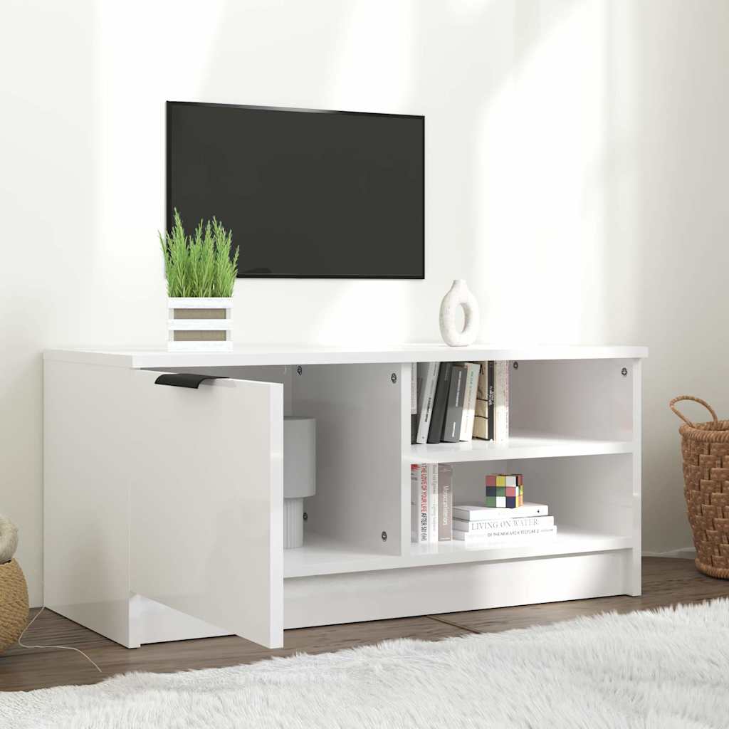 Vidaxl tv-meubel 80x35x36,5 cm bewerkt hout hoogglans wit