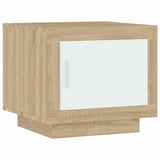 Vidaxl salontafel 51x50x45 cm bewerkt hout wit en sonoma eikenkleurig