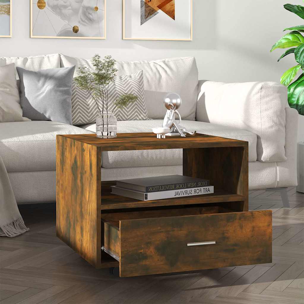 Vidaxl salontafel 55x55x40 cm bewerkt hout gerookt eikenkleurig
