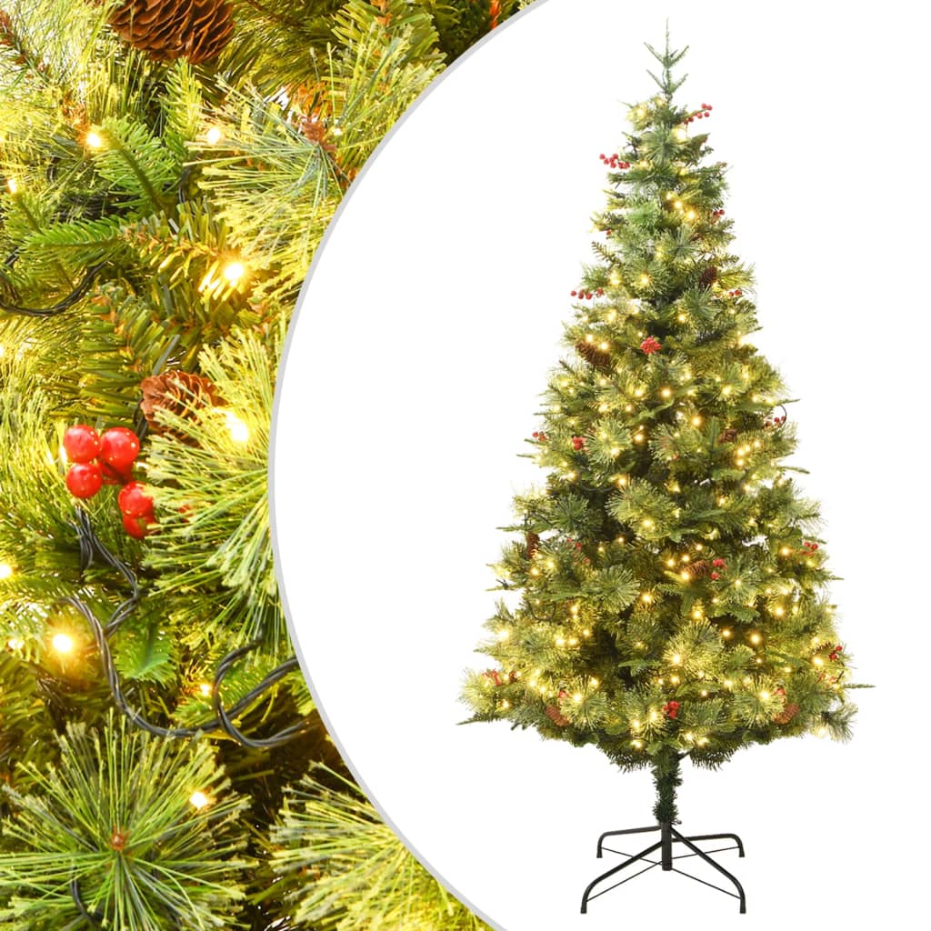 Vidaxl Weihnachtsbaum mit LED- und Kiefernkegeln 120 cm PVC und PE Green