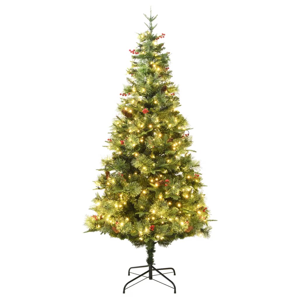 Vidaxl Christmas Tree avec des cônes LED et en pin 195 cm en PVC et Green PE