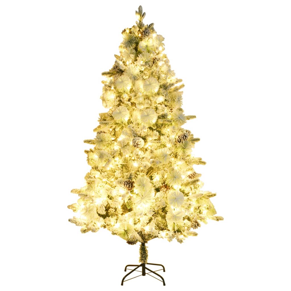 Vidaxl Weihnachtsbaum mit LED- und Kiefernkegeln und Schnee 195 cm PVC und PE