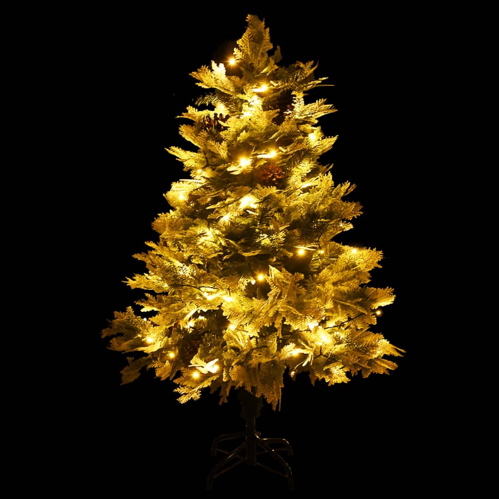 Vidaxl Tréser de Noël avec des cônes LED et de pin 120 cm en PVC et Green PE