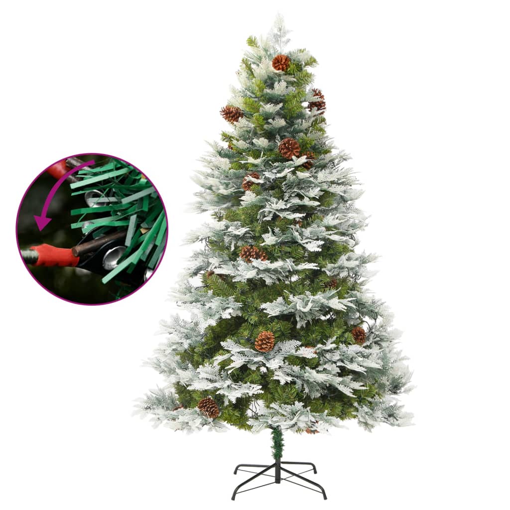 Vidaxl Chrëschtbaum mat LED a Pines Kegel 195 cm Pvc a Pe Gréng