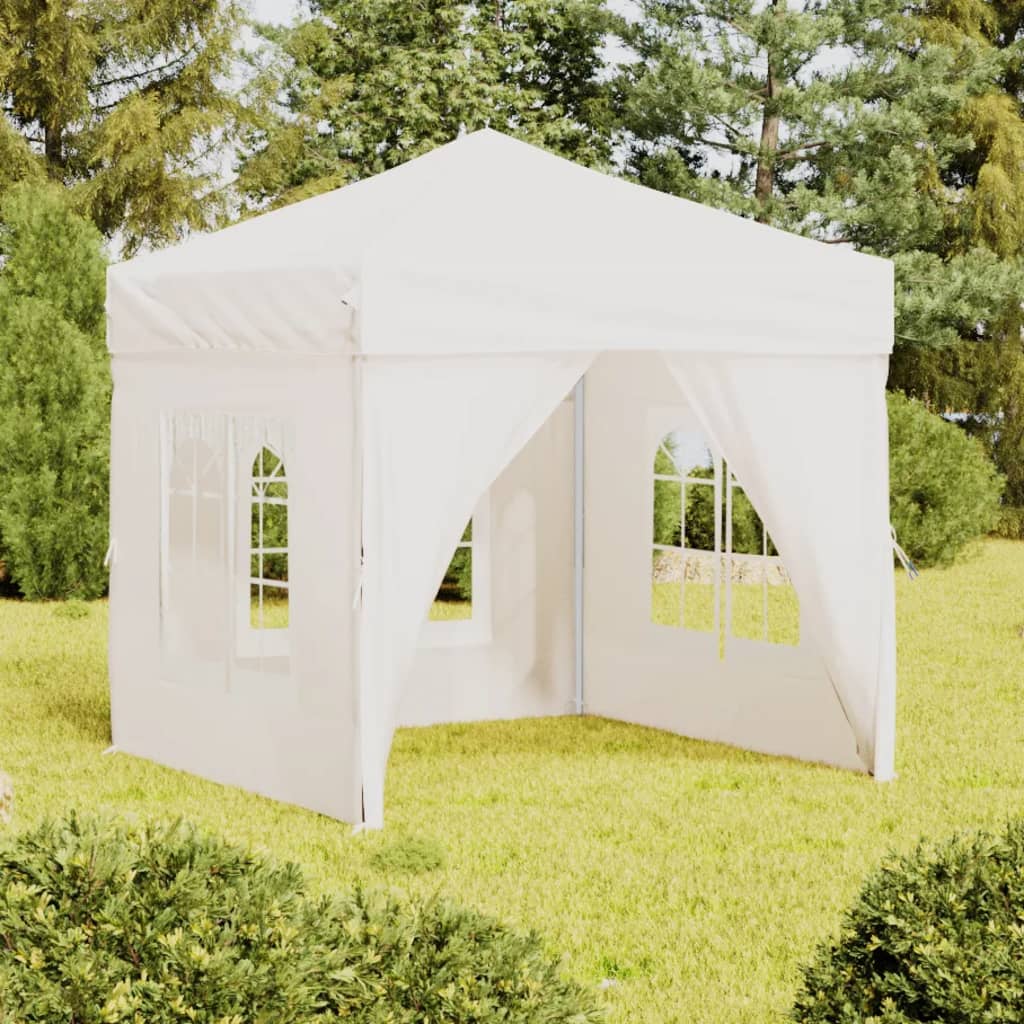 Vidaxl PartyTent Składany ze ścianami bocznymi 2x2 m White