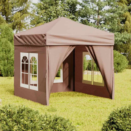 Vidaxl PartyTent pliable avec des parois latérales 2x2 m taupe