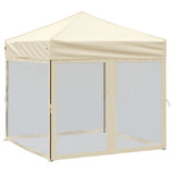 Vidaxl Partytent Foldable with side walls 2x2 m cream -colored