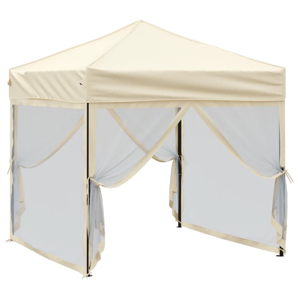 Vidaxl Partytent Foldable with side walls 2x2 m cream -colored