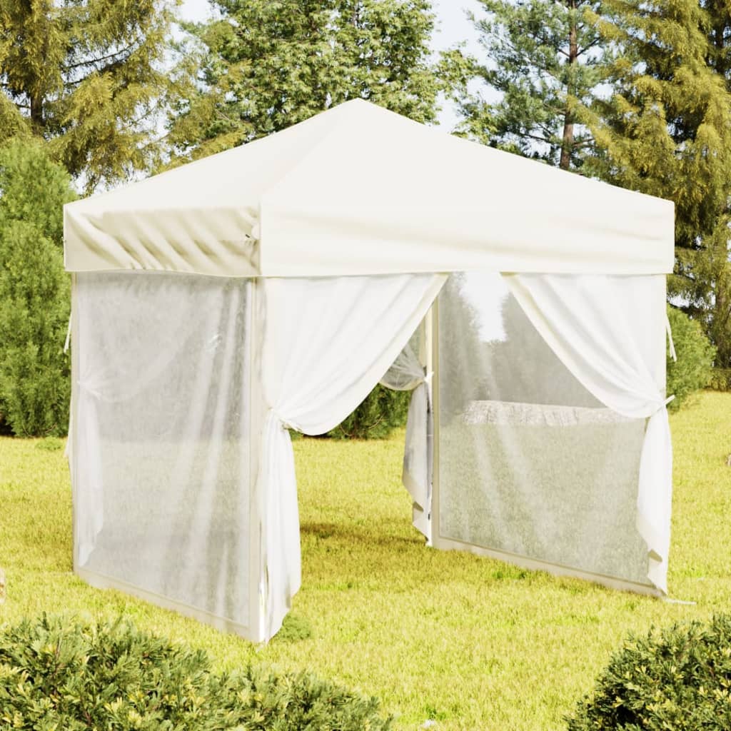 Vidaxl Partytent Foldable with side walls 2x2 m cream -colored