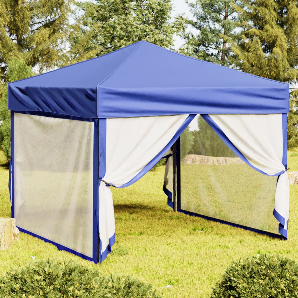 Vidaxl PartyTent pieghevole con pareti laterali 3x3 m blu