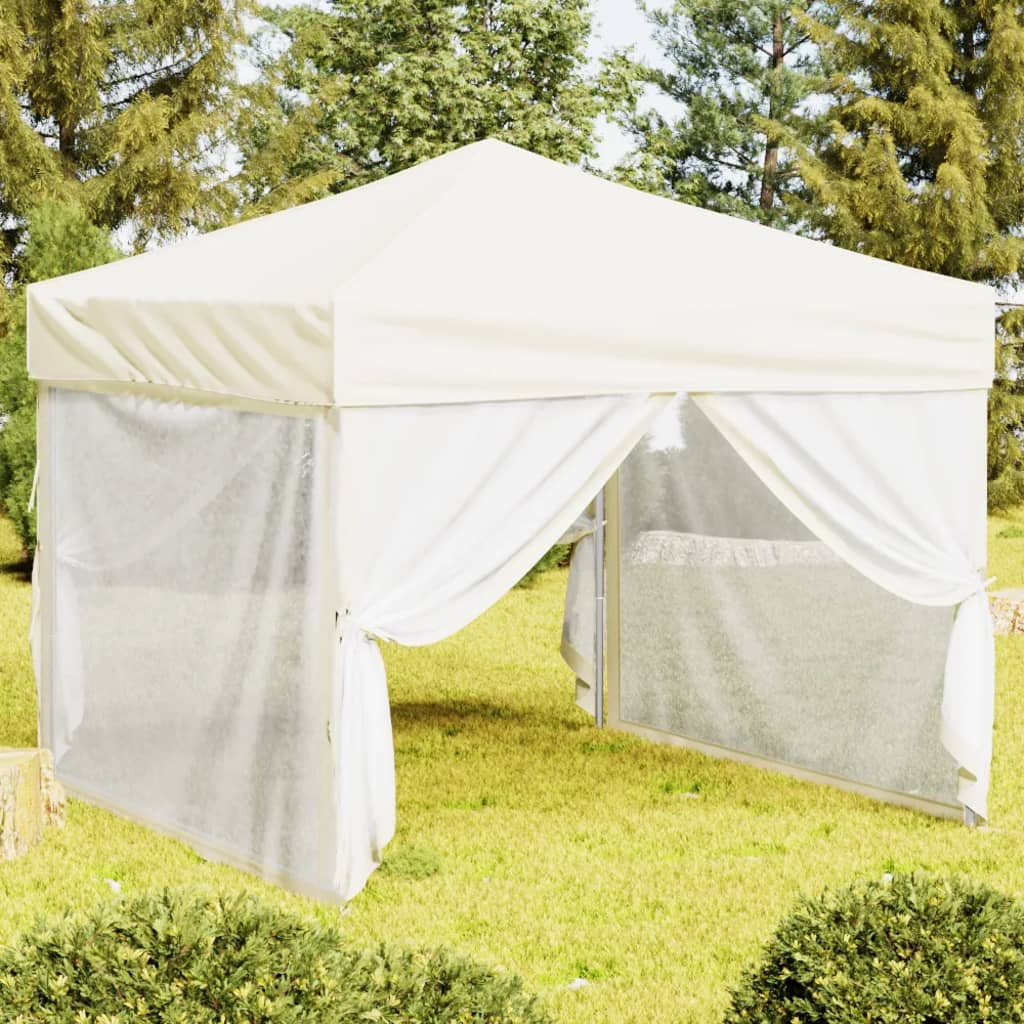 Vidaxl PartyTent pieghevole con pareti laterali 3x3 m crema