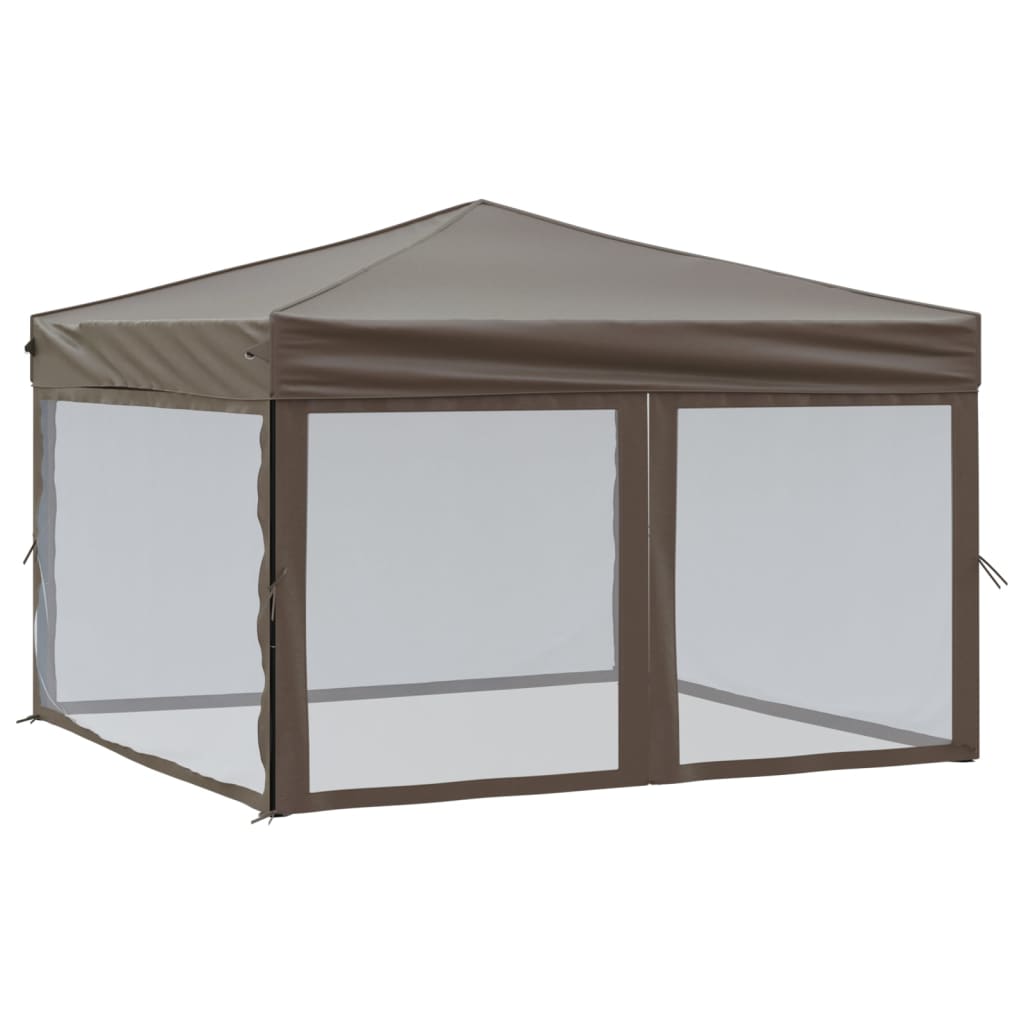 Vidaxl Partytent faltbar mit Seitenwänden 3x3 m Taupe