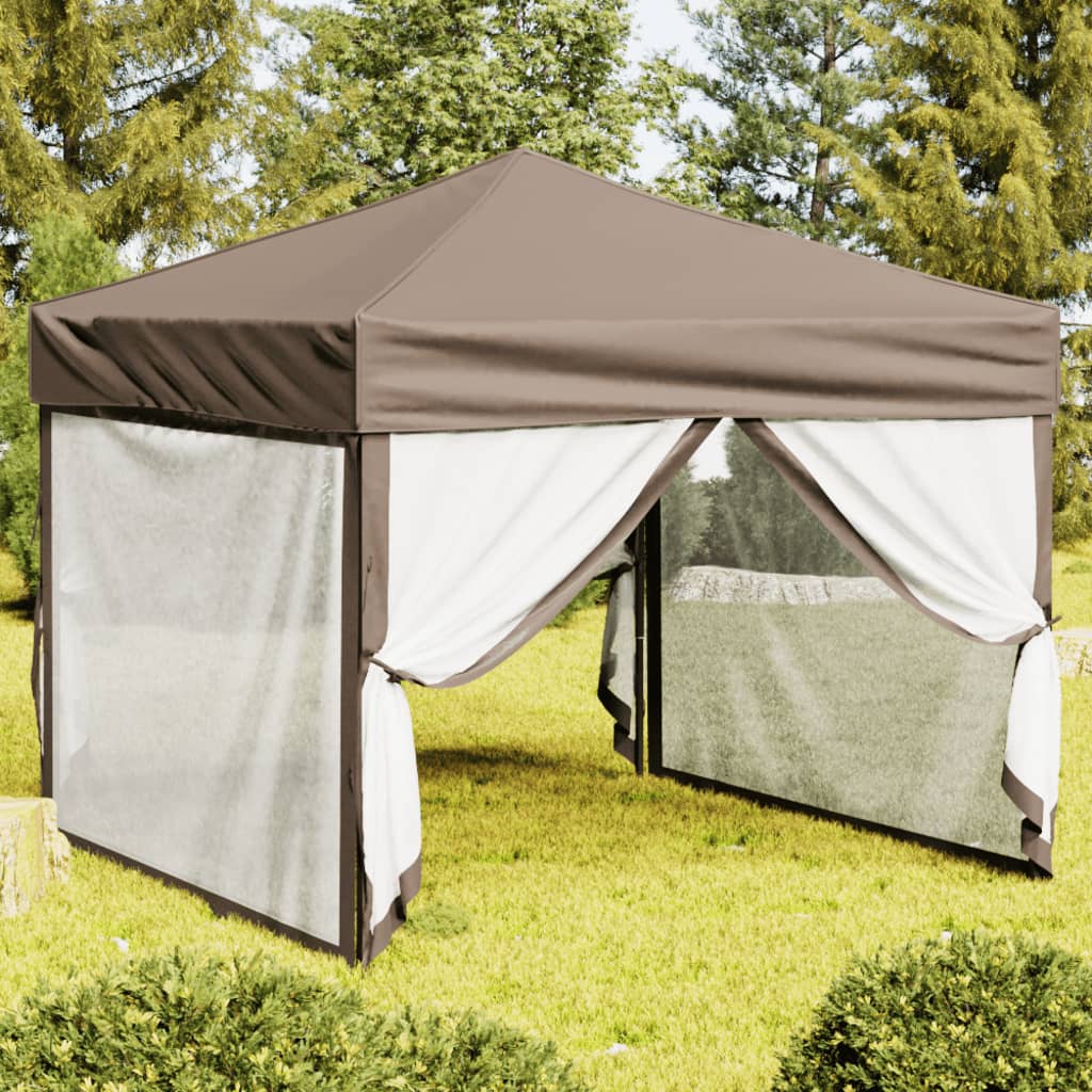 Vidaxl Partytent faltbar mit Seitenwänden 3x3 m Taupe