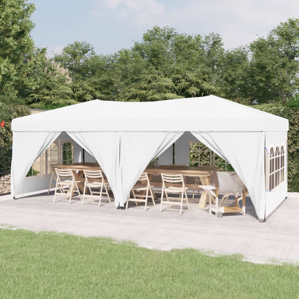 Vidaxl Partytent zložljivo s stranskimi stenami 3x6 m belo