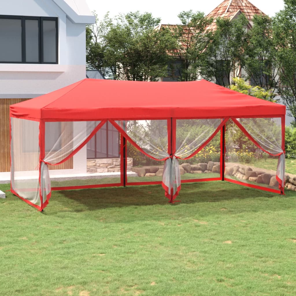 Vidaxl PartyTent pliable avec des parois latérales 3x6 m rouge