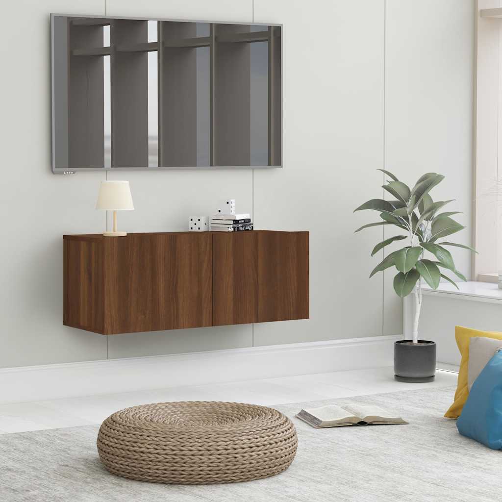 Vidaxl tv-meubel 80x30x30 cm bewerkt hout bruin eikenkleur