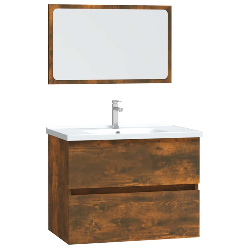 Vidaxl 2-delige badkamermeubelset bewerkt hout gerookt eikenkleurig