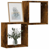 Vidaxl wandrekken kubus 2 st 30x15x30 cm gerookt eiken