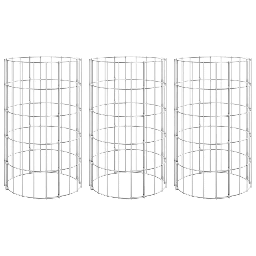 Vidaxl Gabion Planters 3 St Ronn Ronn huet Ø30f50 cm Stol opgehuewe