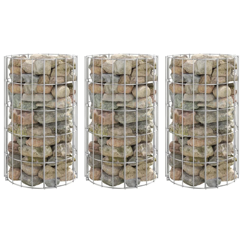 Vidaxl Gabion Planters 3 St Ronn Ronn huet Ø30f50 cm Stol opgehuewe