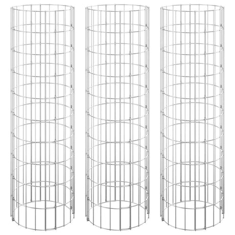 Vidaxl Gabion Planters 3 ST Round Rouled Ø30x100 cm Steel