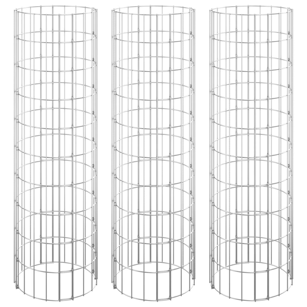 Vidaxl Gabion Planters 3 ST Round Rouled Ø30x100 cm Steel