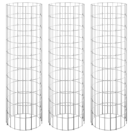 Vidaxl Gabion Planters 3 ST Round Rouled Ø30x100 cm Steel