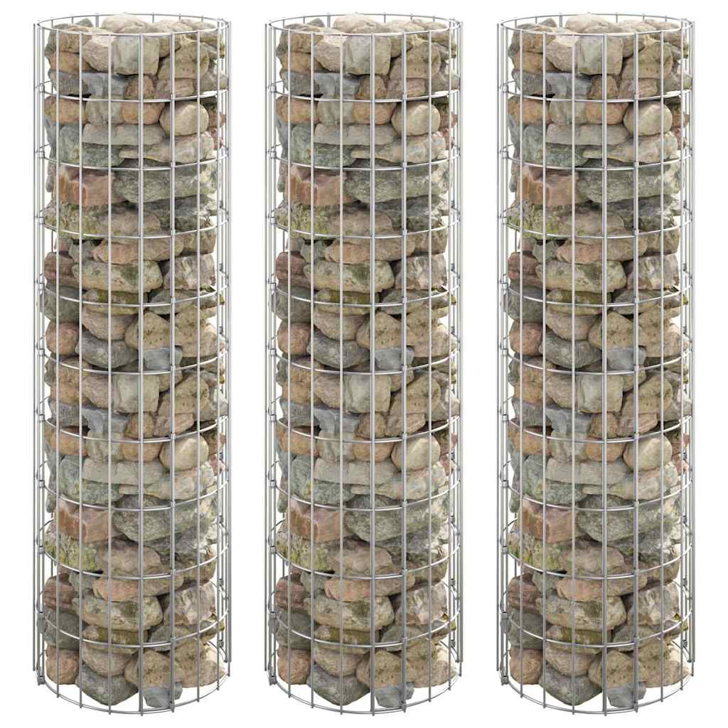 Vidaxl Gabion Planters 3 ST Round Rouled Ø30x100 cm Steel