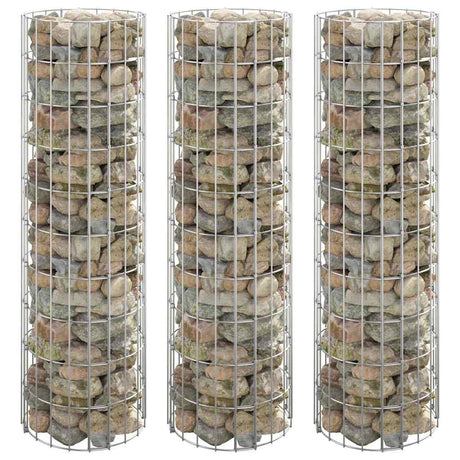 Vidaxl Gabion Planters 3 ST Round Rouled Ø30x100 cm Steel
