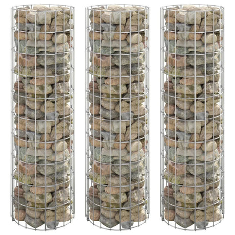 Vidaxl Gabion Planters 3 ST Round Rouled Ø30x100 cm Steel