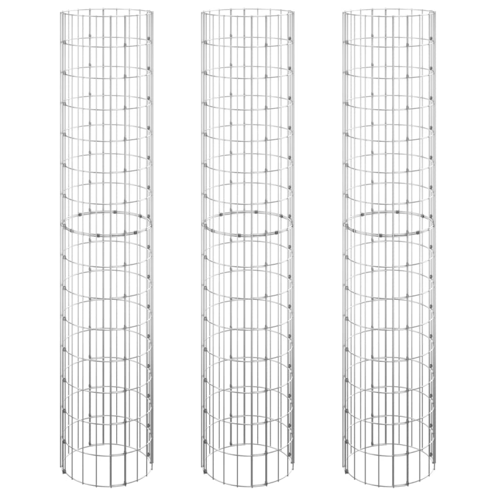 Vidaxl Gabion Planters 3 ST Round Rouled Ø30x150 cm Steel