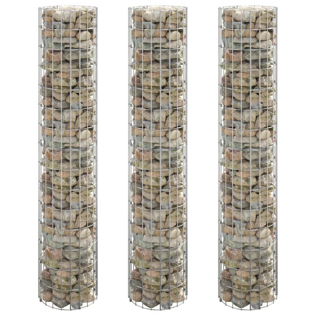 Vidaxl Gabion Planters 3 ST Round Rouled Ø30x150 cm Steel
