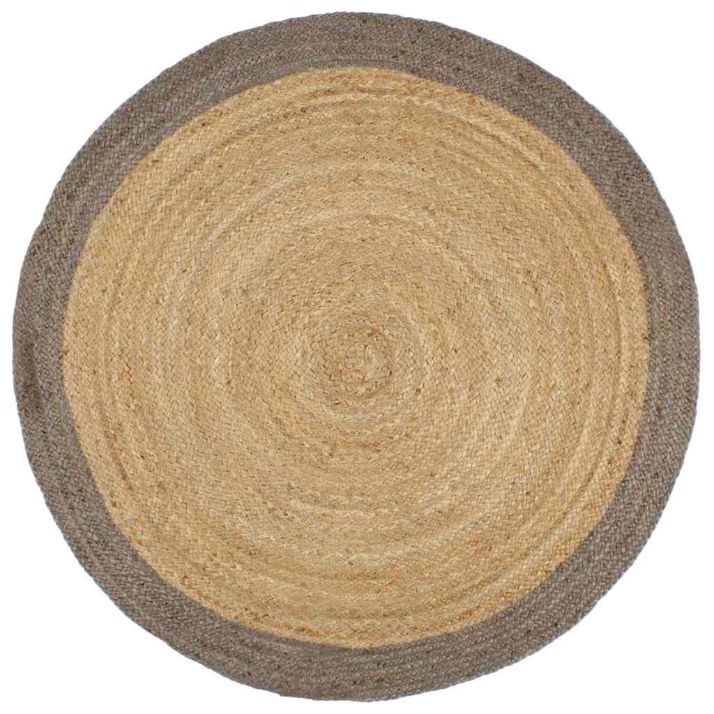 Tapis Vidaxx fait main avec bordure grise 180 cm jute