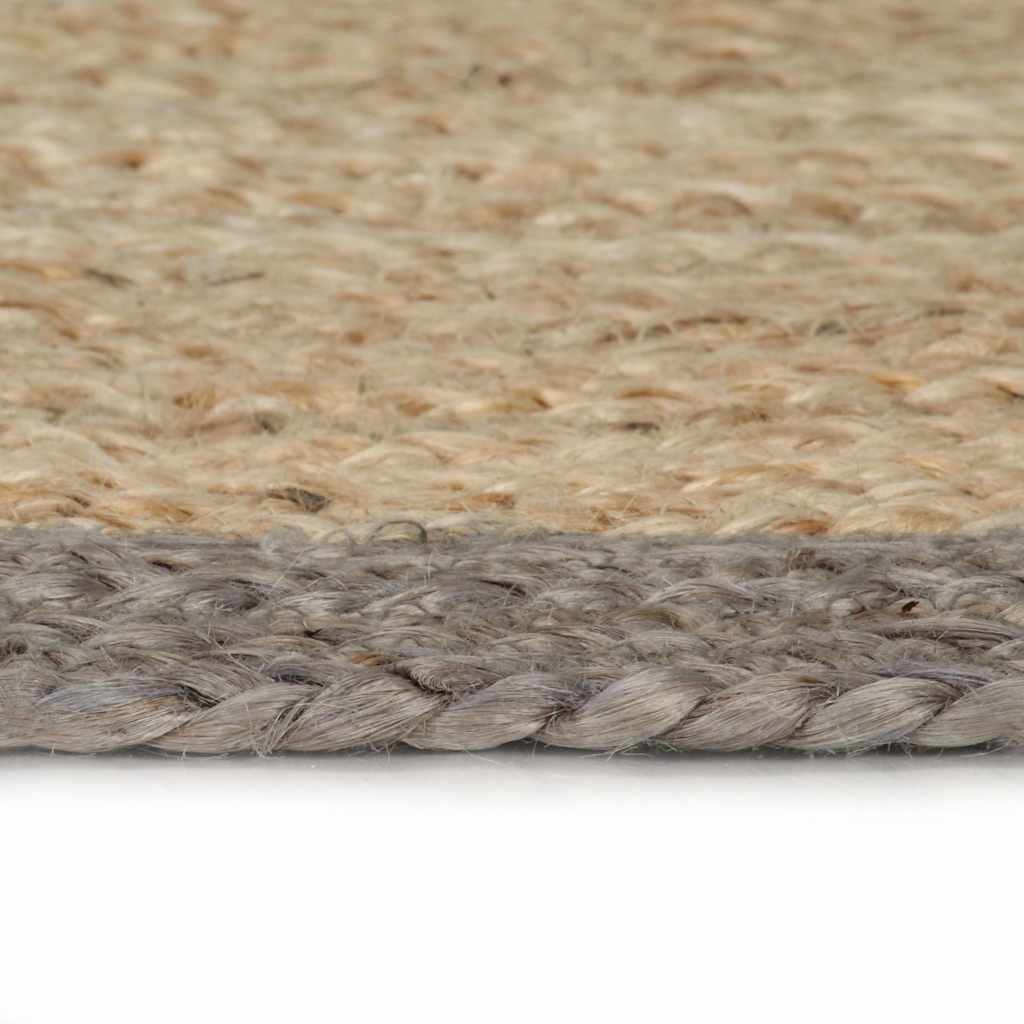 Tapis Vidaxx fait main avec bordure grise 180 cm jute