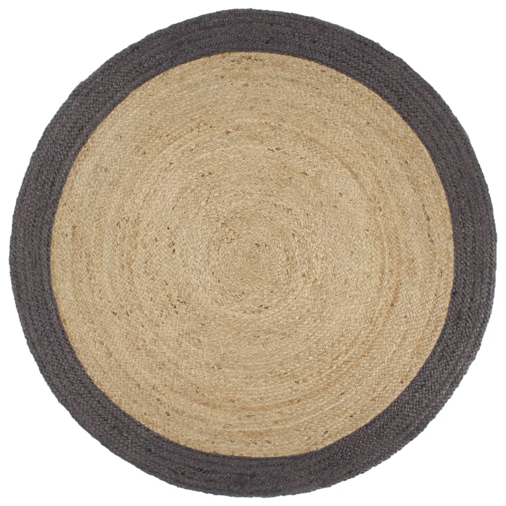 Tapis VidaXL fait main avec bord gris foncé 210 cm jute