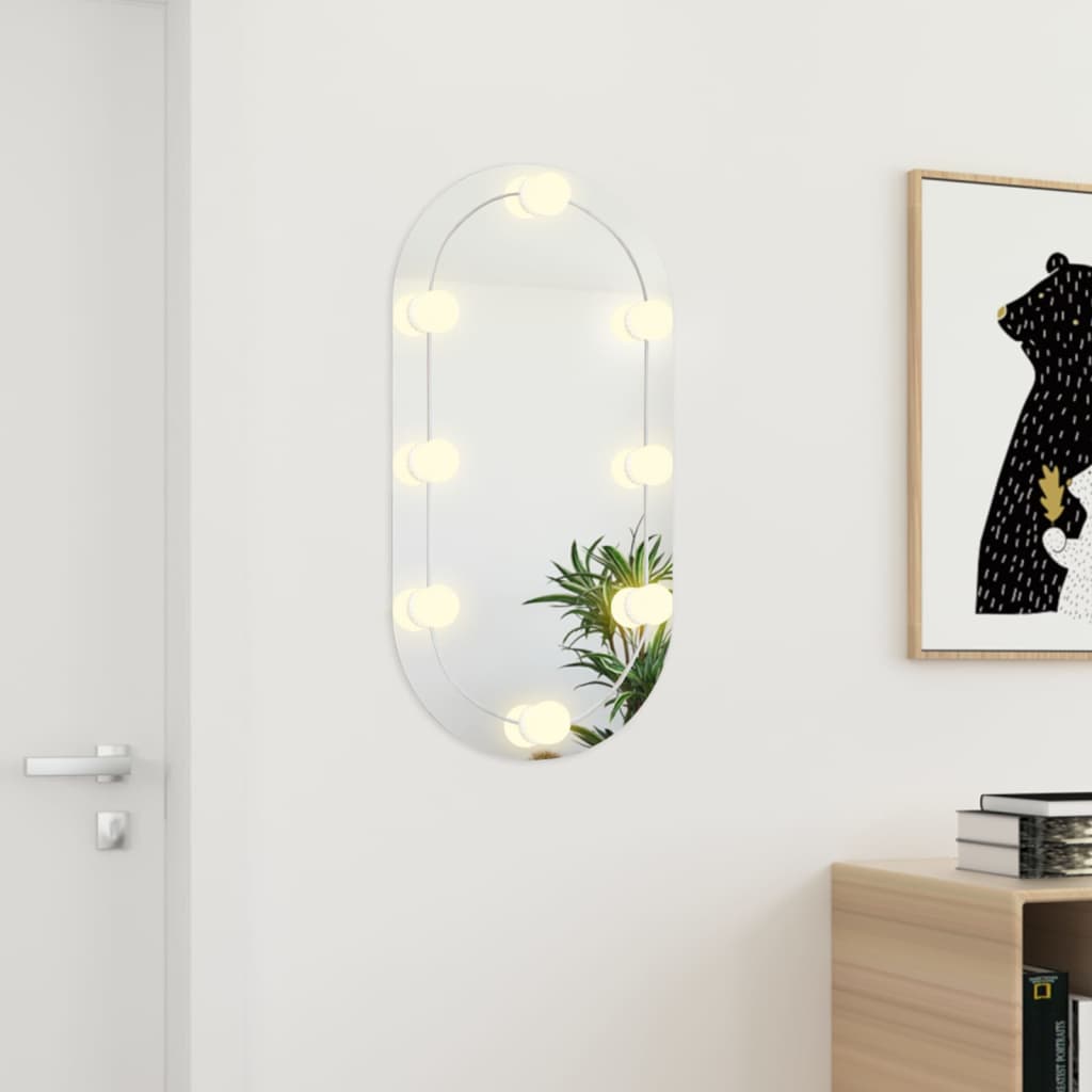 Vidaxl Mirror with LED lighting oval 80x40 cm glass