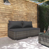 Vidaxl 2-delige loungeset met kussens poly rattan grijs