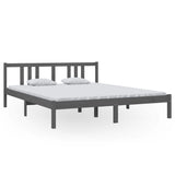 Vidaxl bedframe massief hout grijs 160x200 cm
