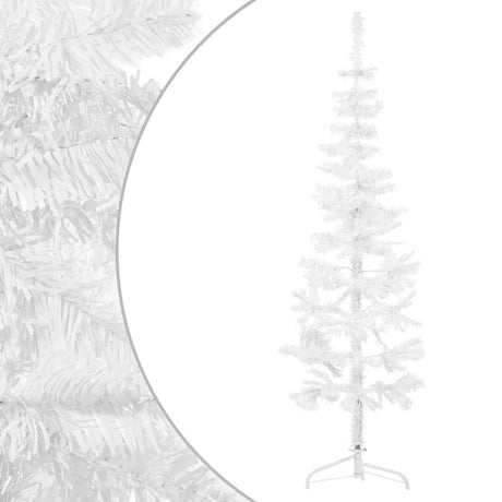 VidaXL demi-arbre de Noël artificiel avec standard étroit 120 cm blanc