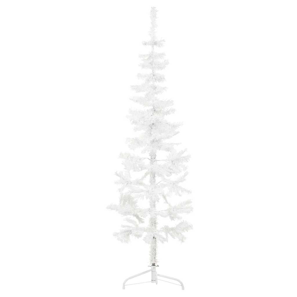 Vidaxl kunstkerstboom moitié avec un blanc standard à 150 cm blanc
