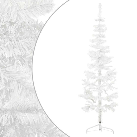 Vidaxl kunstkerstboom moitié avec un blanc standard à 150 cm blanc