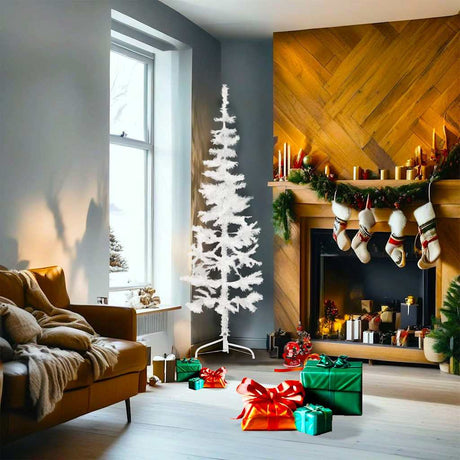 Vidaxl kunstkerstboom moitié avec un blanc standard à 180 cm blanc